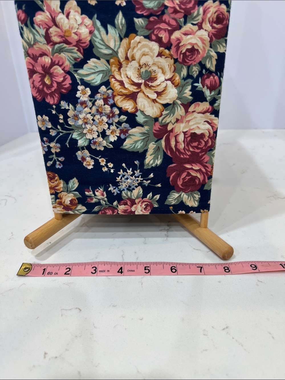 Vintage Foldable Wooden Sewing Basket Floral Knitting Craft Storage Caddy - Picture 13 of 15